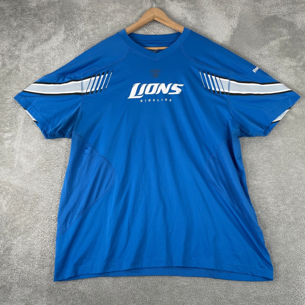 Detroit Lions Shirt Mens 2XL Blue Reebok NFL Sideline PlayDry Mesh Football